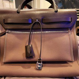 Hermes Canvas and Leather Herbag 2-in-1 MM Bag